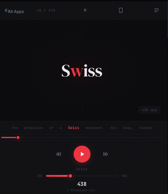 Zeek word mode — single word RSVP display